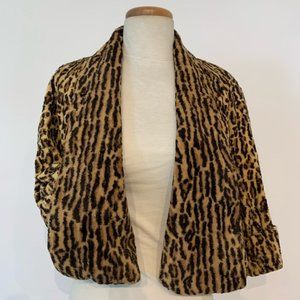 Vintage Faux Fur Leopard Print Cropped Jacket